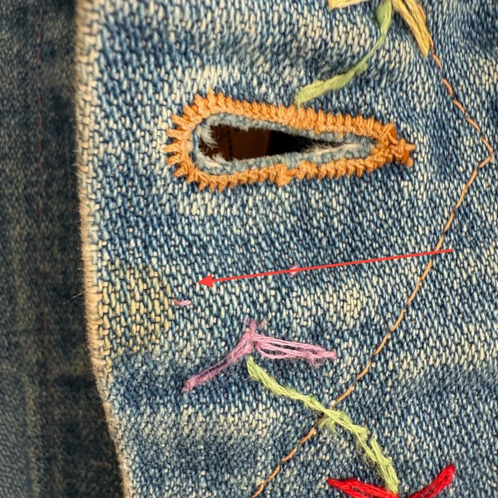 Wrangler VTG Made in USA Black Label Hand Embroidered Hippie Trucker Jacket M‎ - Picture 14 of 14